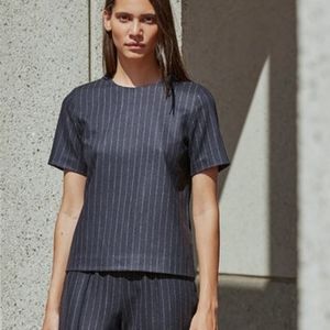 Everlane Premium Wool Pinstripe Navy Top 10